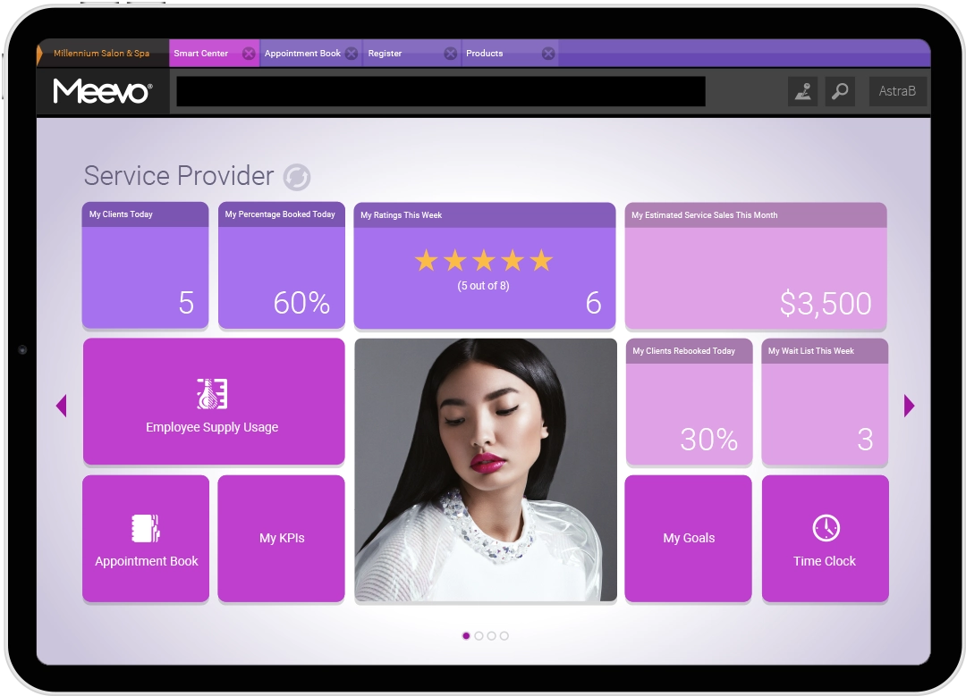 Meevo Service Provider Smart Center on tablet device